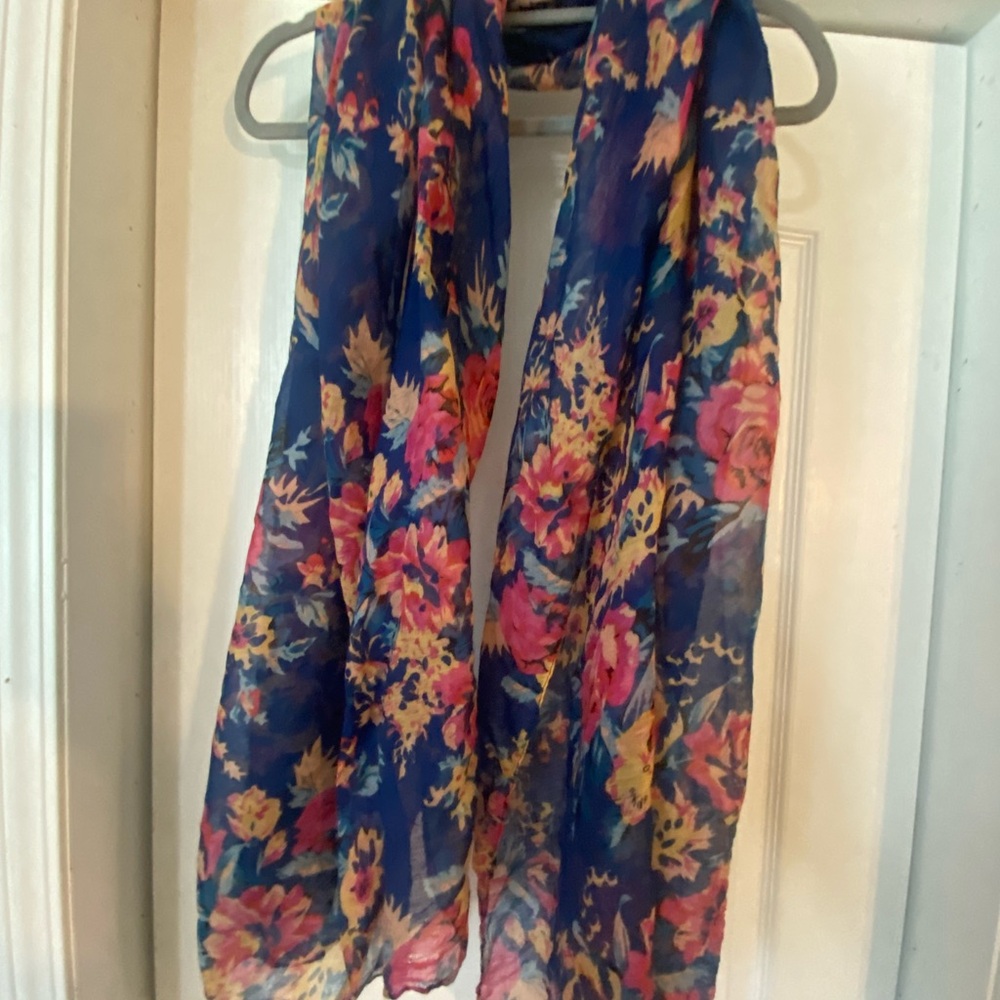 Floral Blue and Pink Women's Scarf